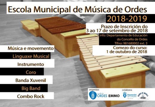 Ábrese o prazo de matrícula da Escola Municipal de Música para o curso 2018-19